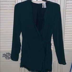Dark green wrap around romper